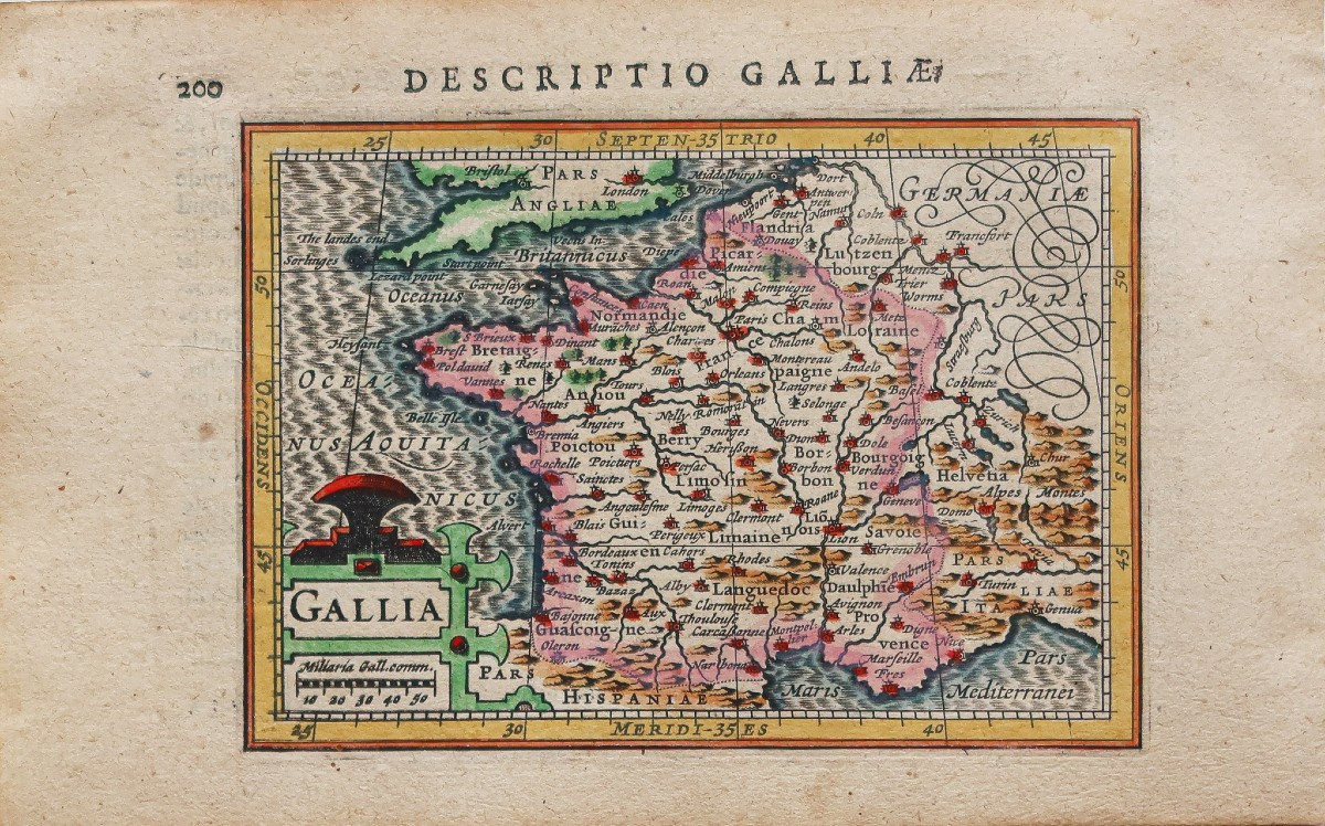 Carte géographique ancienne de la France – Gallia-photo-2