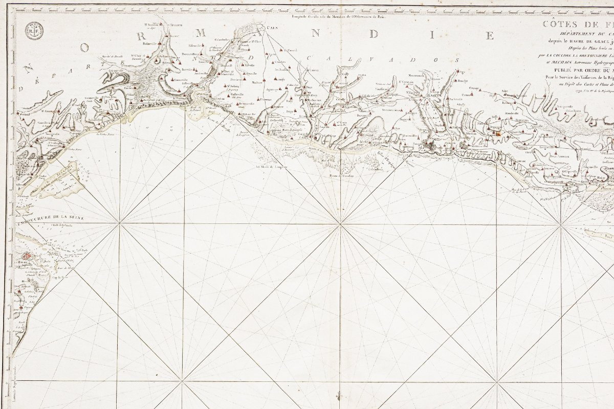 Antique Nautical Chart Of Normandy-photo-2