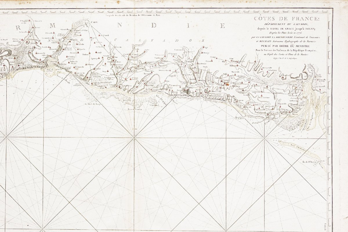 Antique Nautical Chart Of Normandy-photo-3