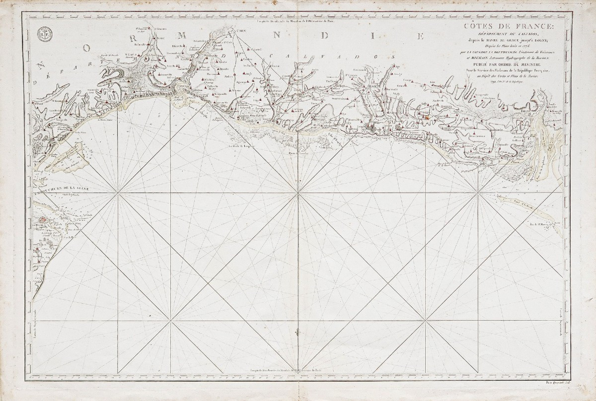 Antique Nautical Chart Of Normandy