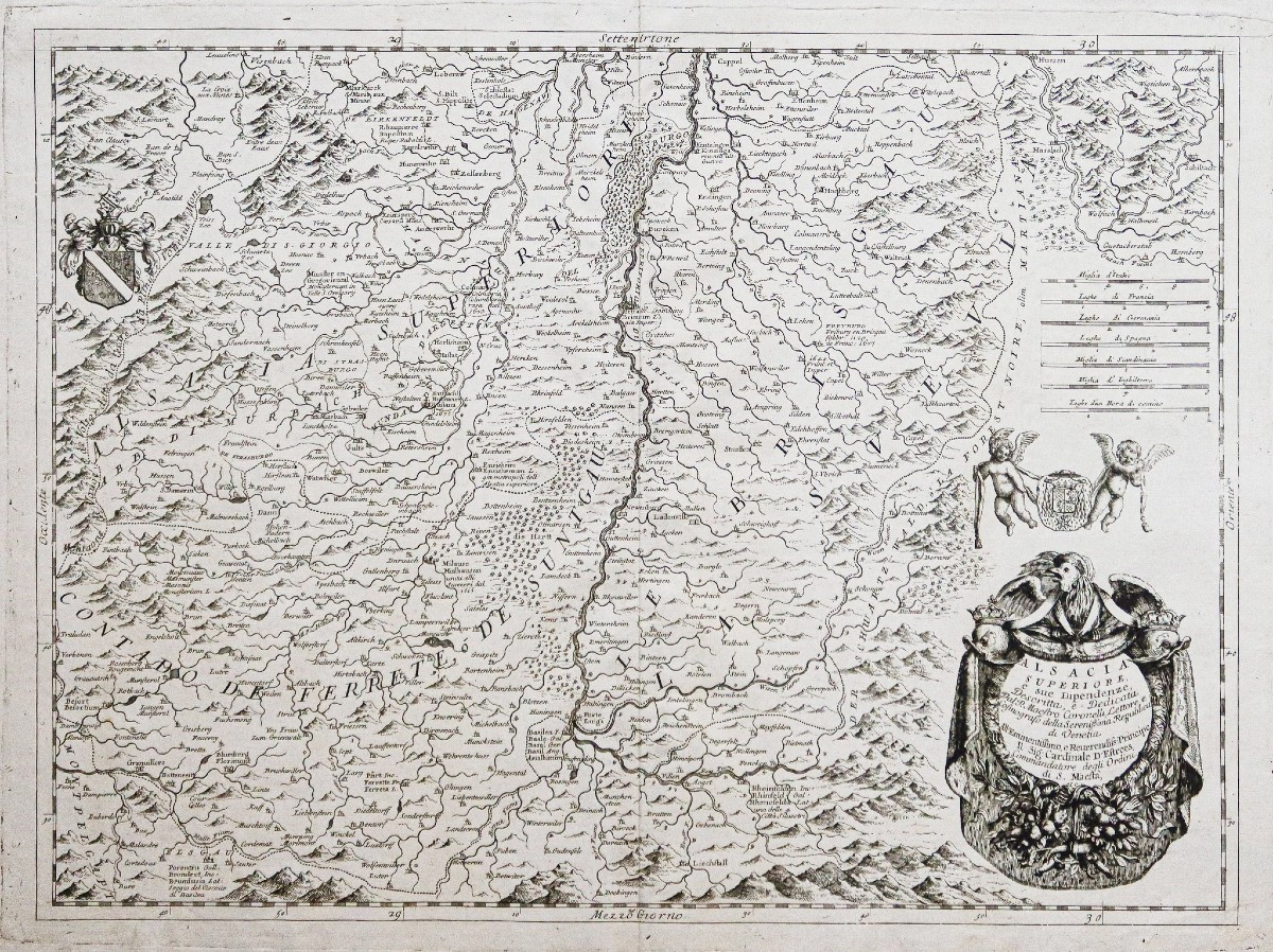 Carte géographique ancienne de l'Alsace