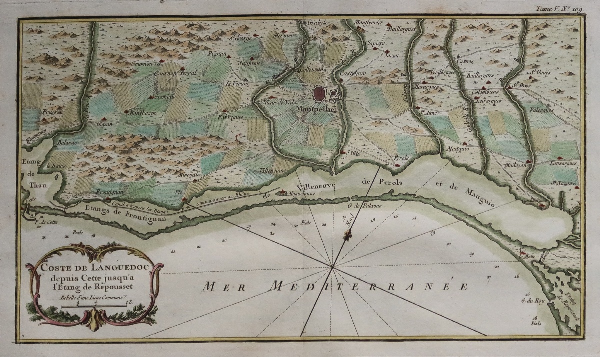 Carte ancienne – environs de Montpellier – Palavas