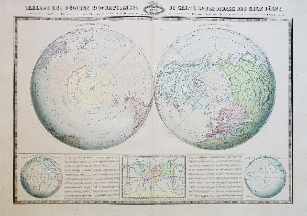 Carte ancienne des pôles - arctique - antarctique-photo-2