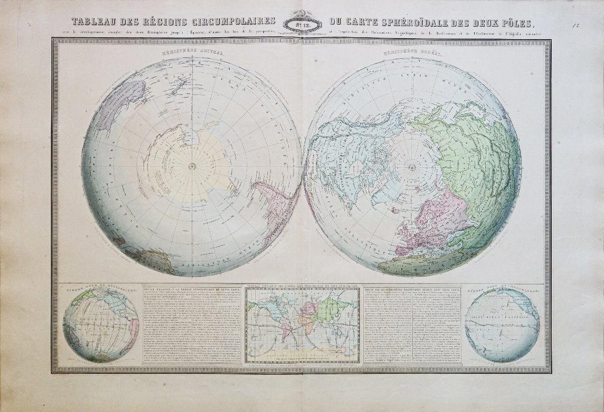 Carte ancienne des pôles - arctique - antarctique