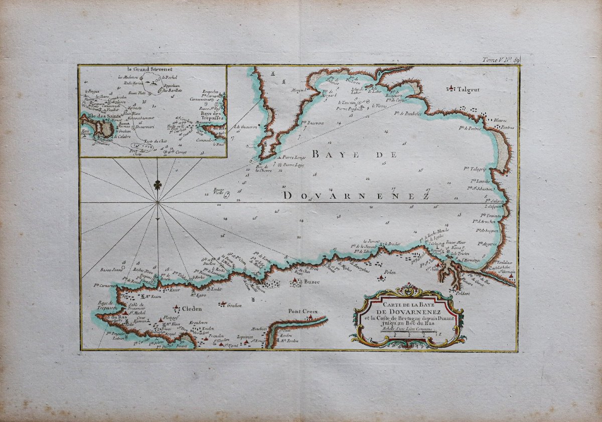 Antique Nautical Chart – Douarnenez Bay – Brittany-photo-2
