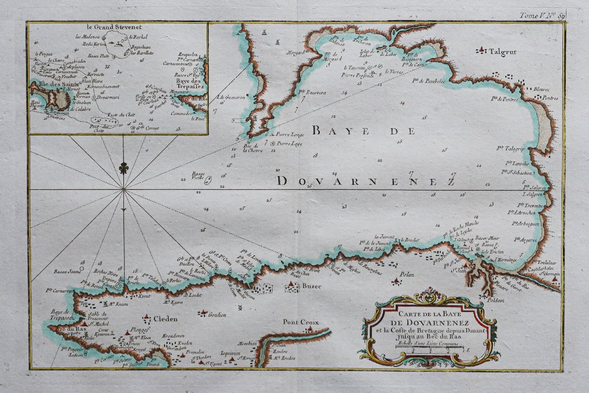 Antique Nautical Chart – Douarnenez Bay – Brittany