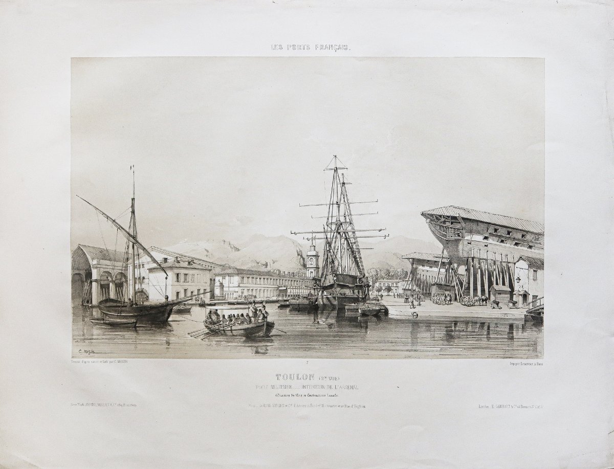 Antique Lithograph Of Toulon