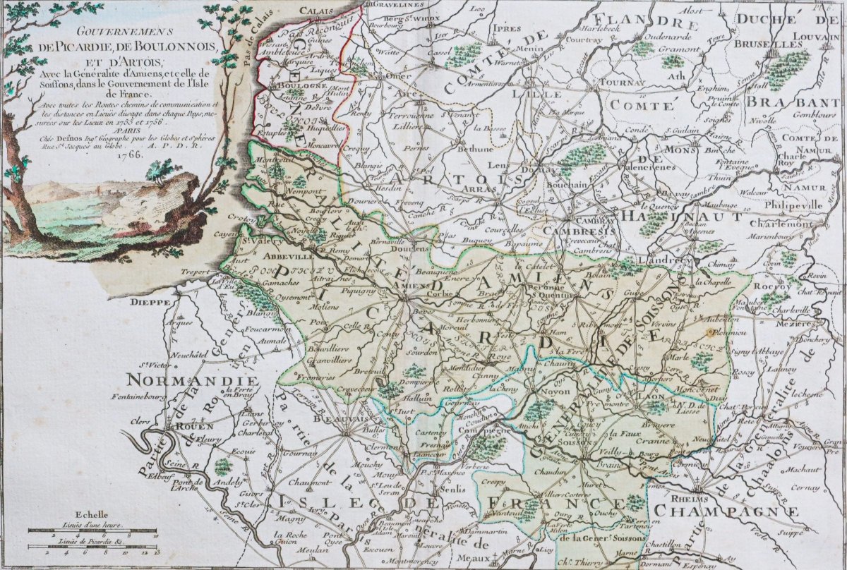 Carte géographique ancienne de la Picardie-photo-3