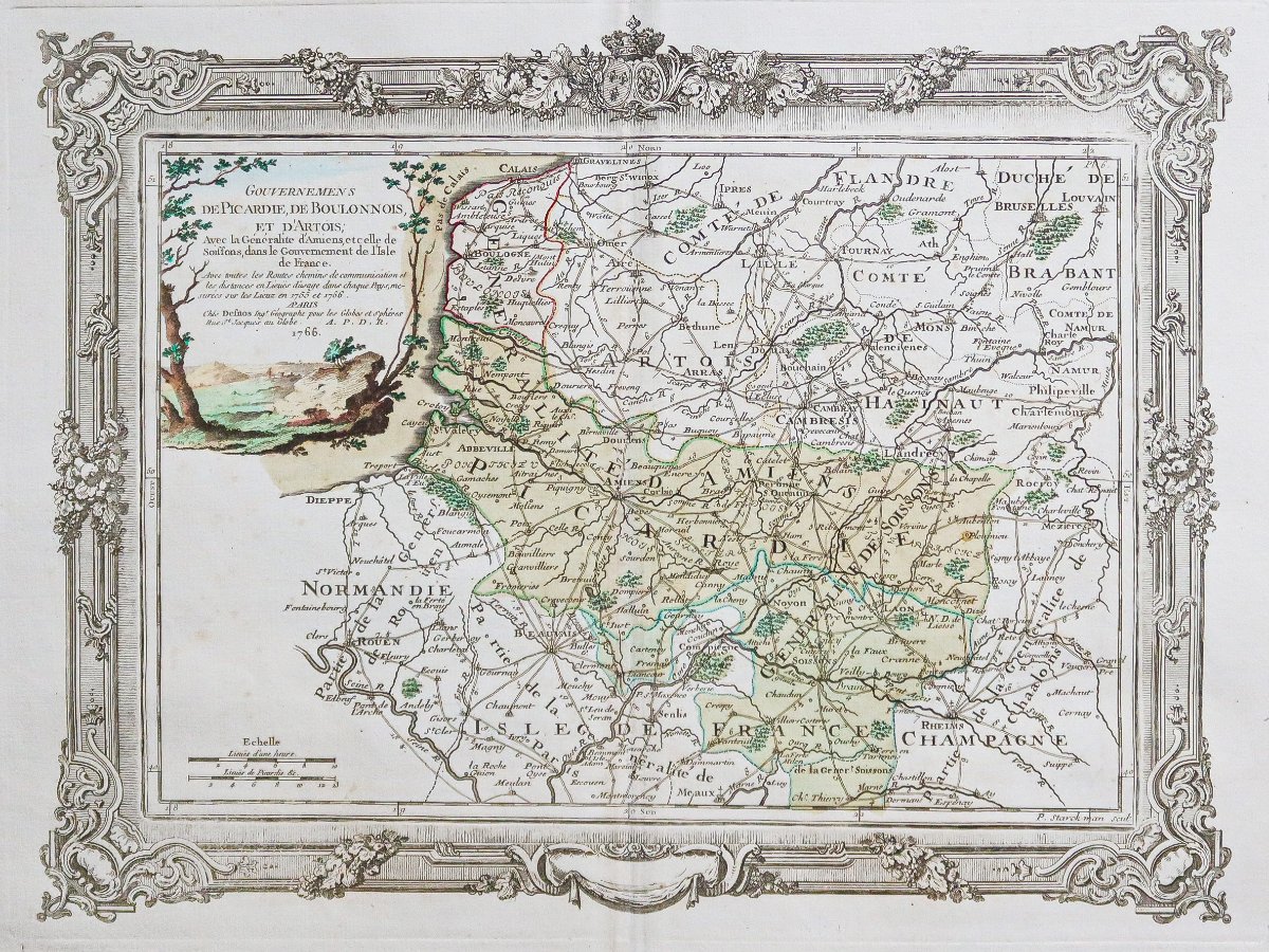 Carte géographique ancienne de la Picardie