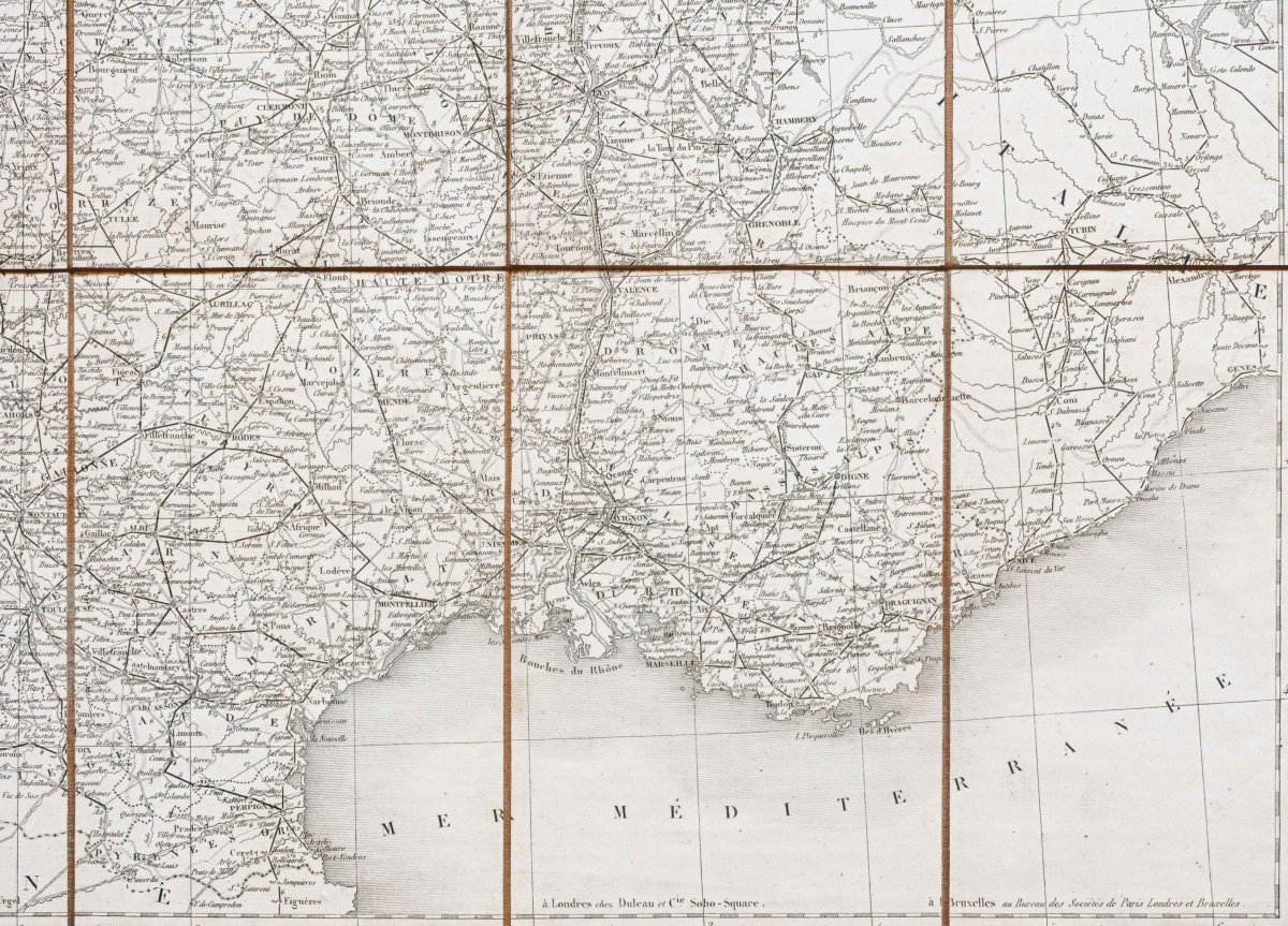 Original Antique Road Map Of France From 1838-photo-3