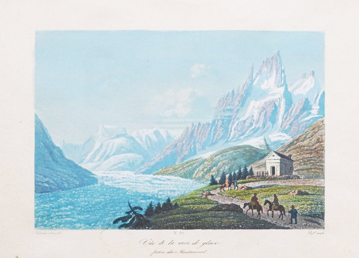 Gravure ancienne de la Mer de glace - Mont Blanc - Savoie