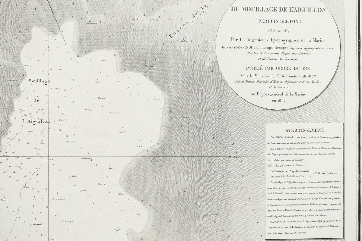 Carte marine ancienne du mouillage de l’Aiguillon - Pertuis Breton - Beautemps Beaupré-photo-3
