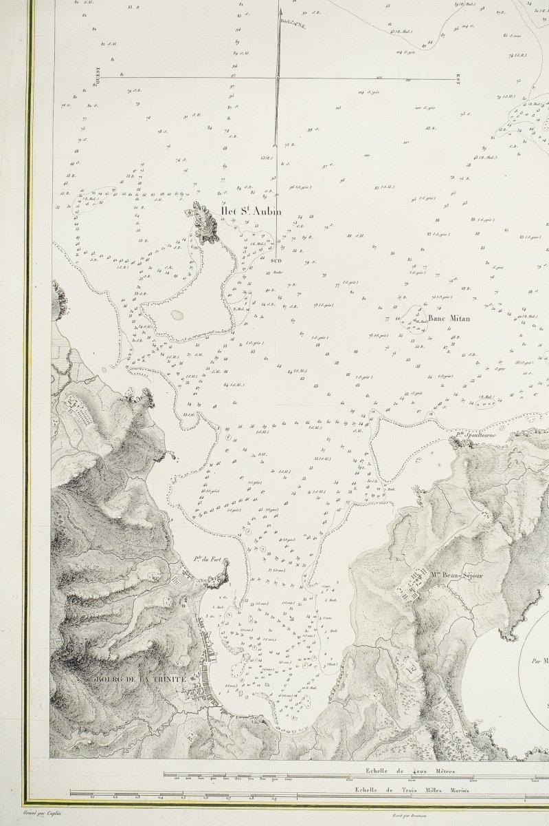 Old Nautical Chart Of Martinique - Le Havre De La Trinité - Bourguignon Duperré-photo-2