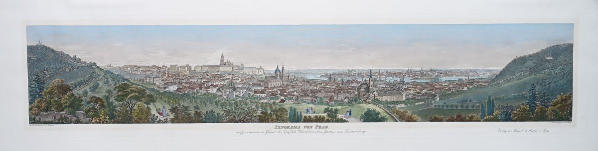 Gravure Ancienne - Panorama De Prague