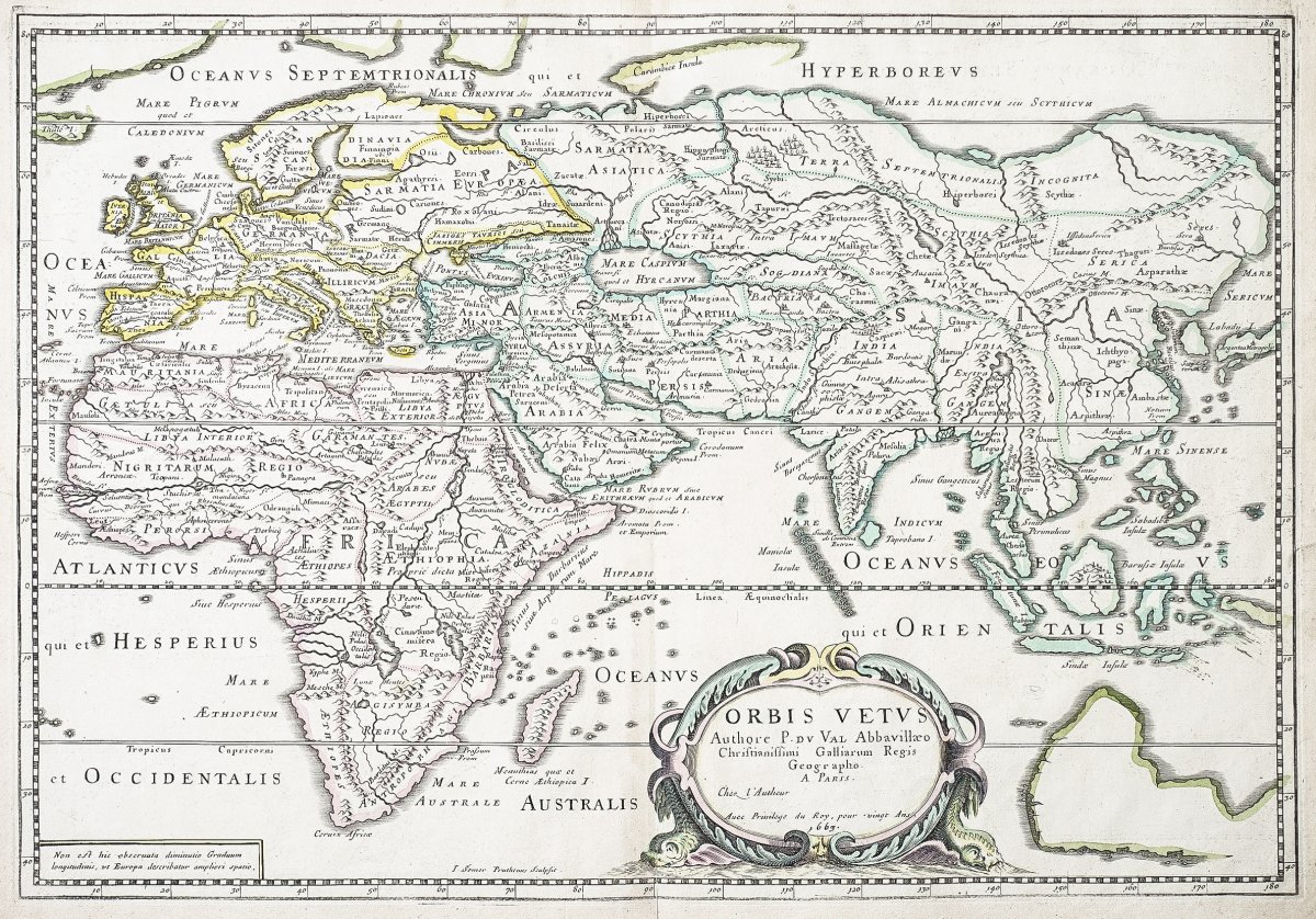 Ancient Geographic Map Of The Old World - Orbis Vetus Orbis Vetus