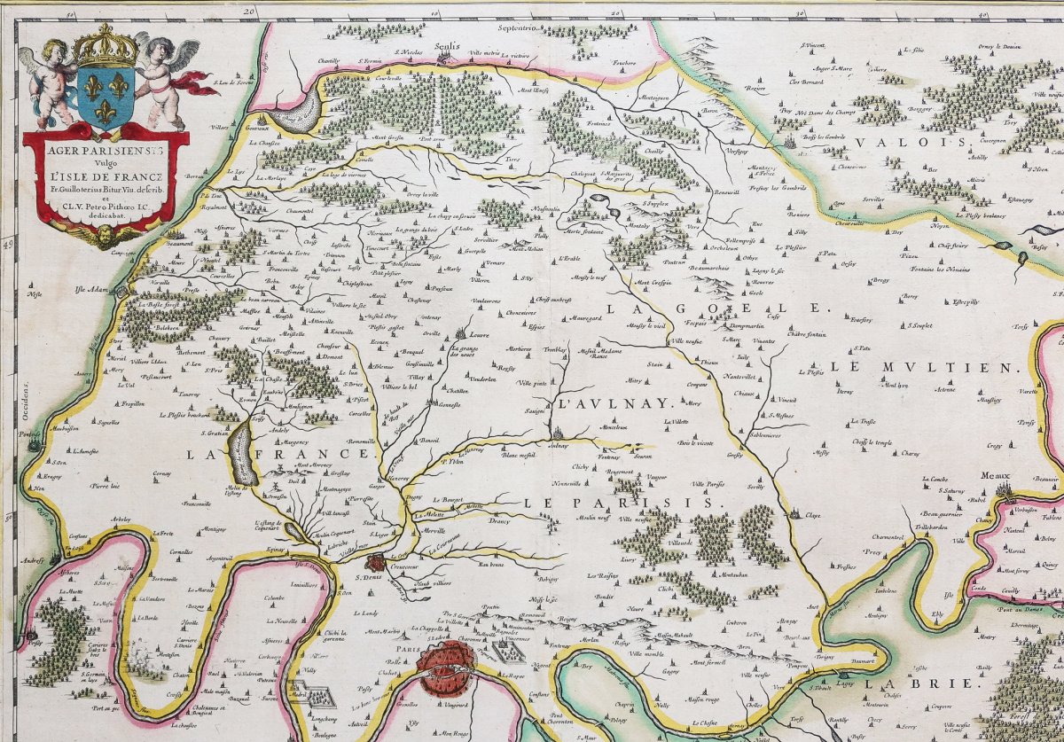  Carte Géographique Ancienne De L’île De France Début  17ème Siècle-photo-3