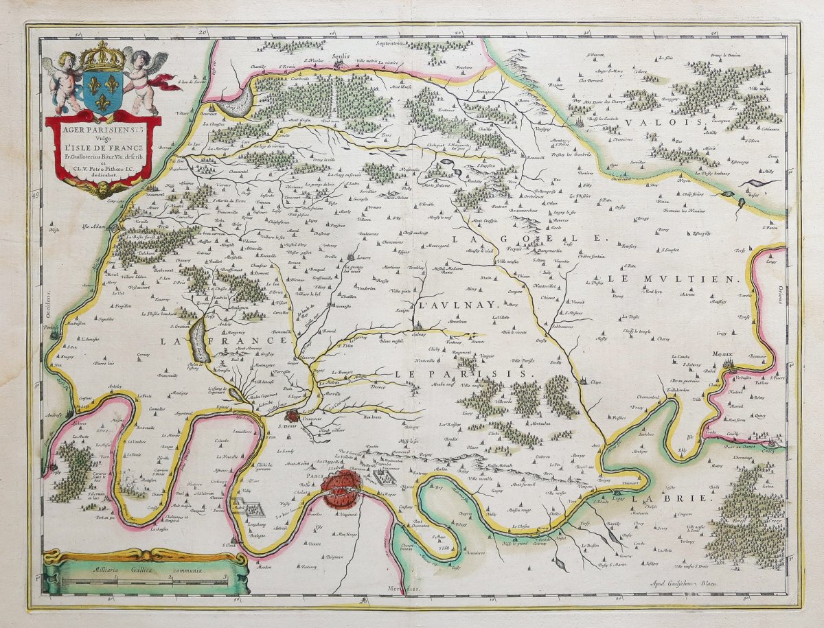  Carte Géographique Ancienne De L’île De France Début  17ème Siècle