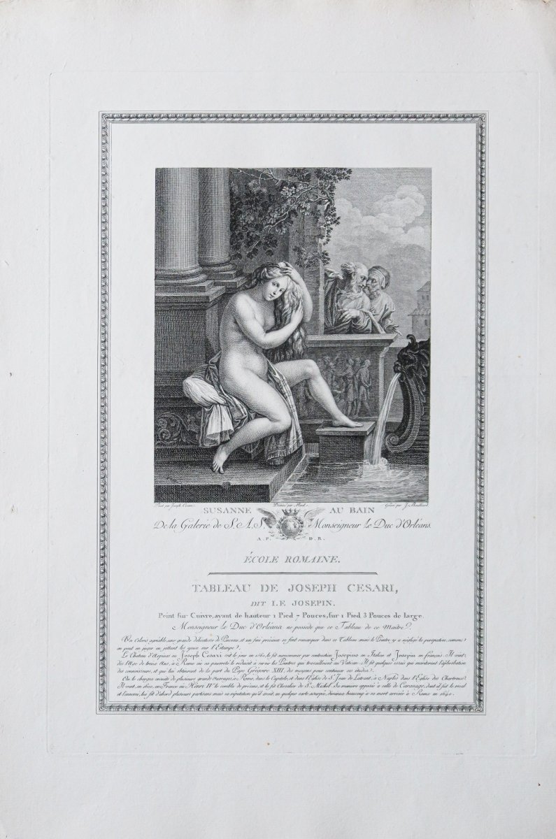 Gravure ancienne – Susanne au bain - Mythologie-photo-2