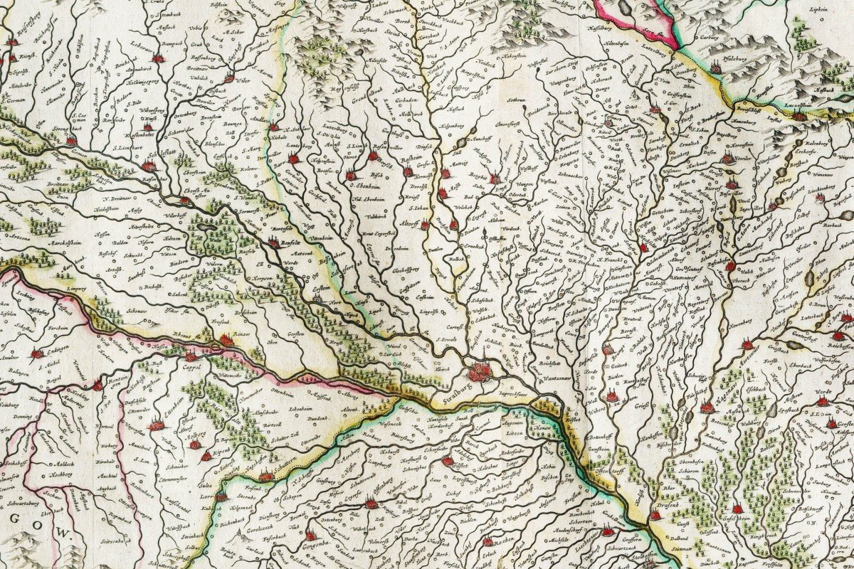 Old Map Of Alsace And The Rhine-photo-3
