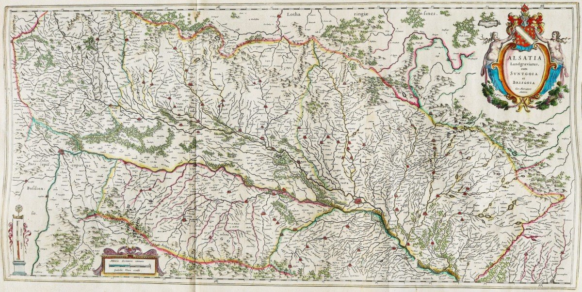 Old Map Of Alsace And The Rhine