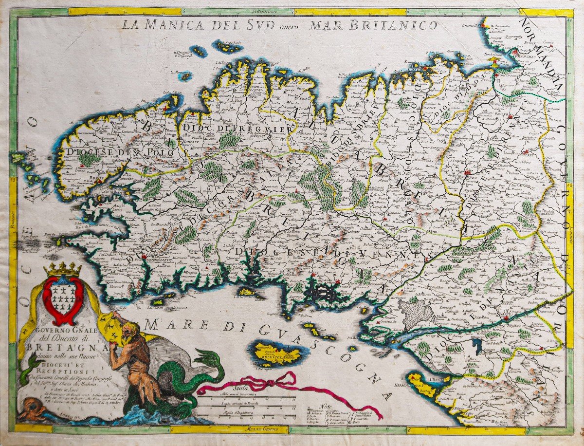 Old Geographic Map Of The Government Of Brittany