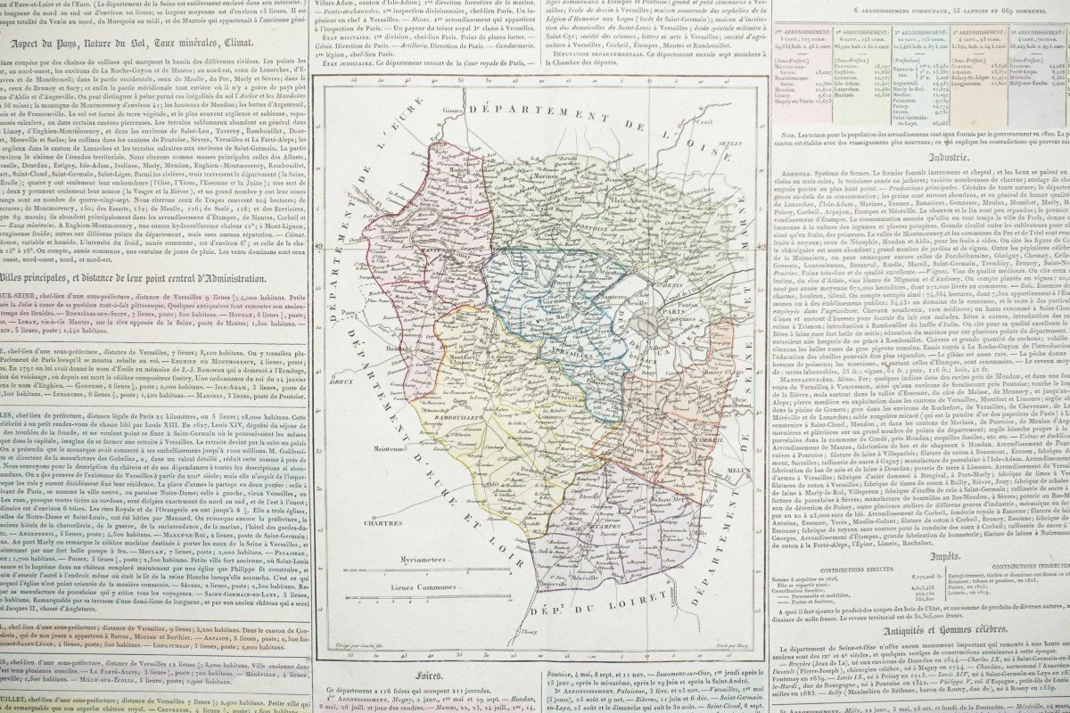 Original Antique Map Of Ile De France-photo-2