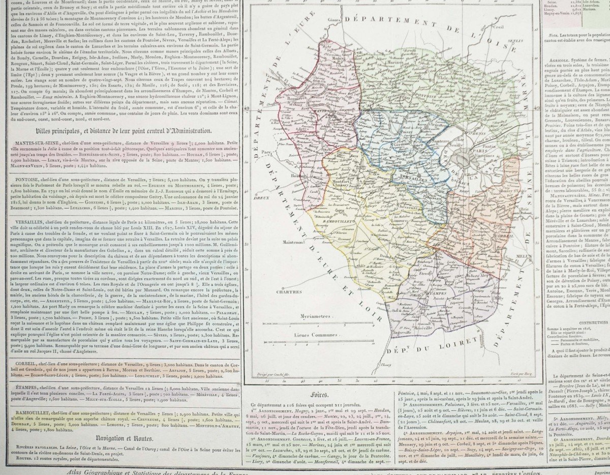 Original Antique Map Of Ile De France-photo-3