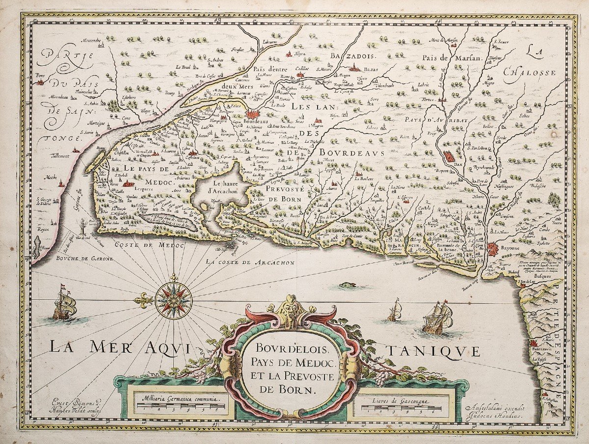 Carte Géographique Ancienne – Bordelais - Aquitaine- Guienne