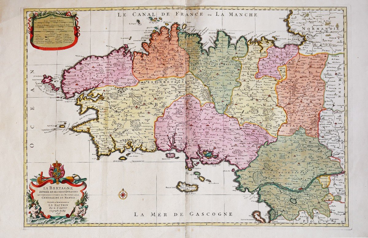 Carte Géographique Ancienne De La Bretagne-photo-2