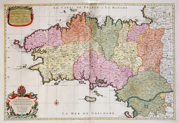 Old Geographical Map Of Brittany