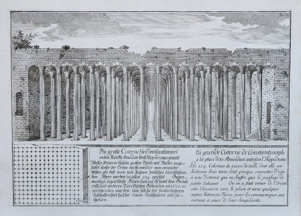 Gravure De La Grande Citerne D’istanbul