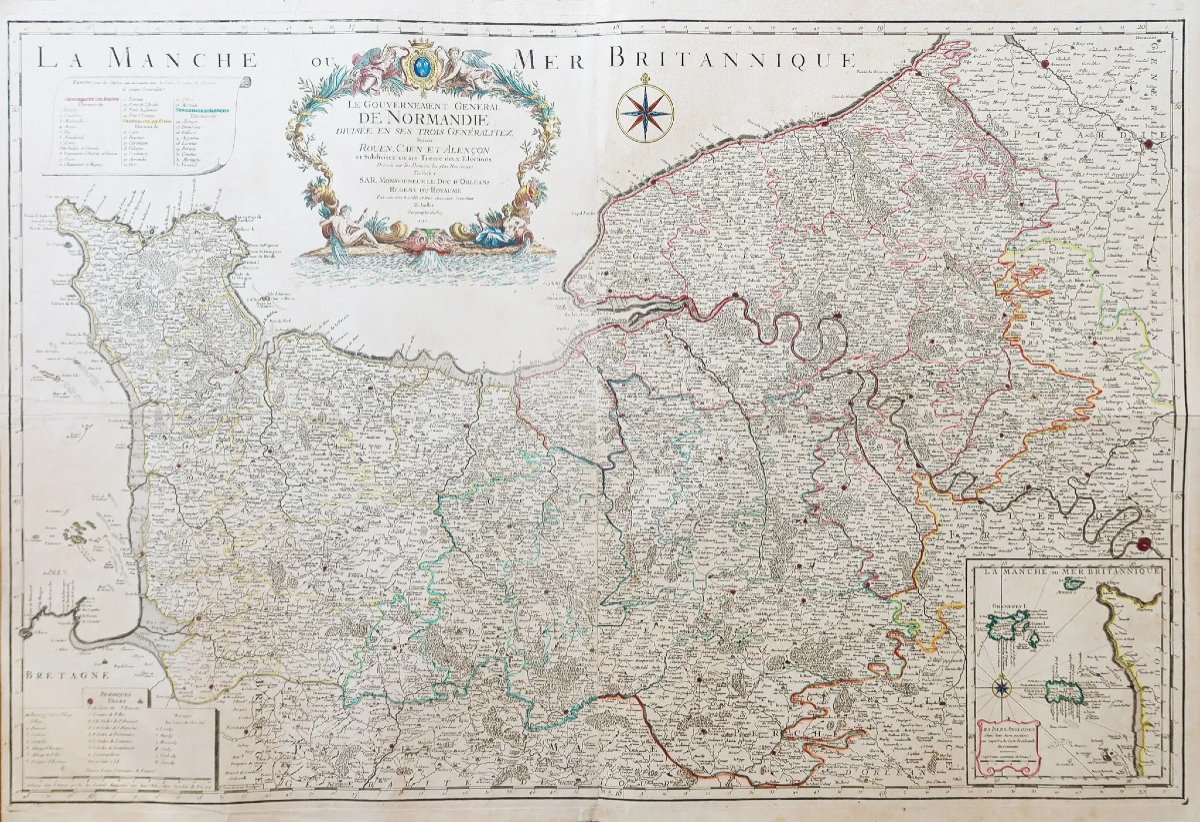 Carte géographique ancienne de la Normandie