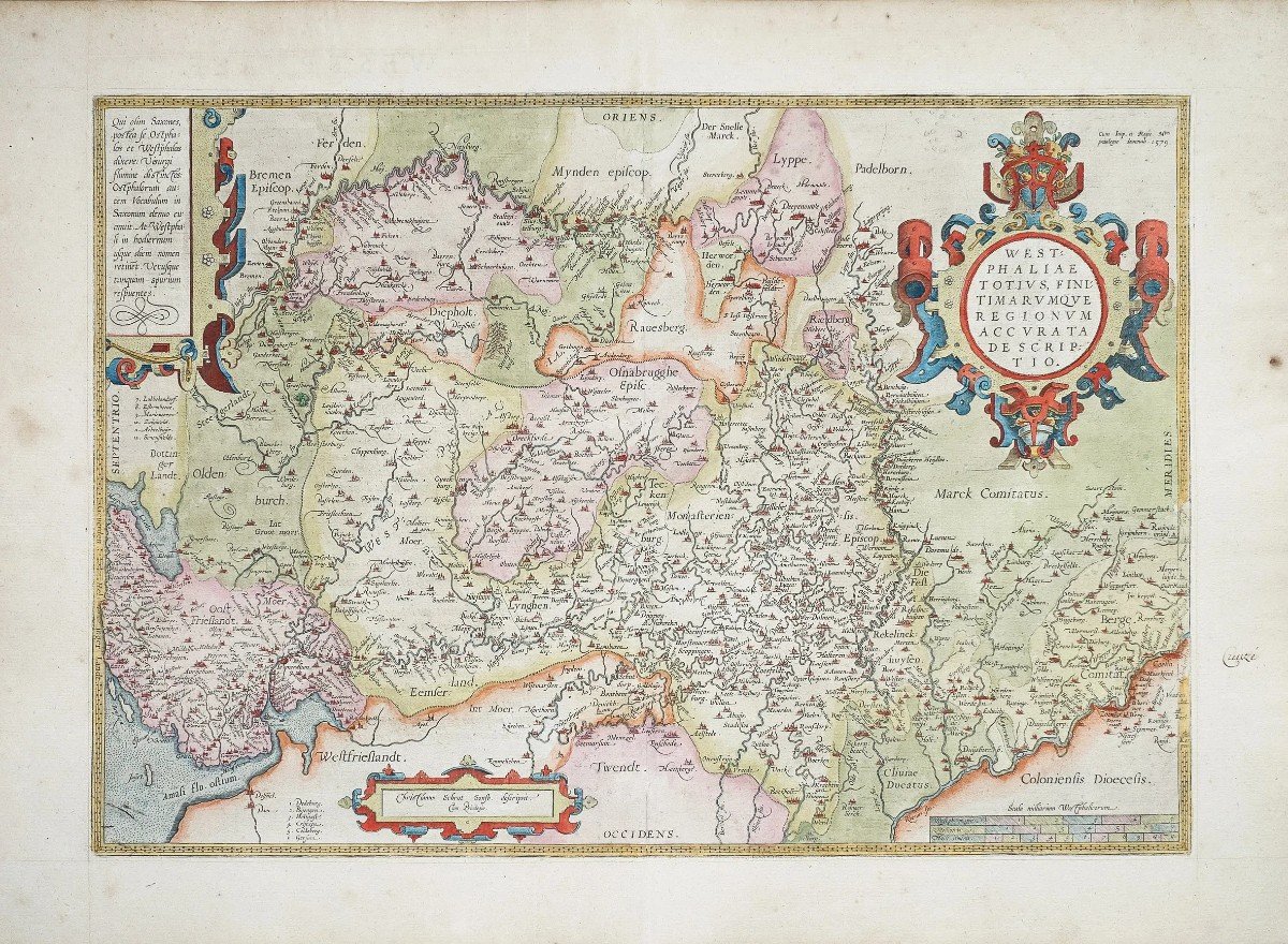 Original antique map  Germany – Westphalie carte ancienne-photo-2