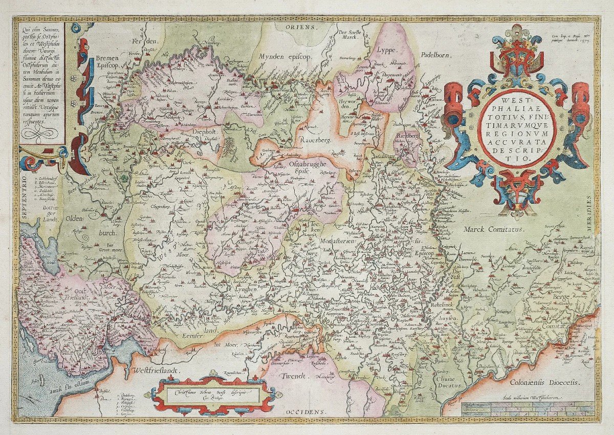 Original antique map  Germany – Westphalie carte ancienne
