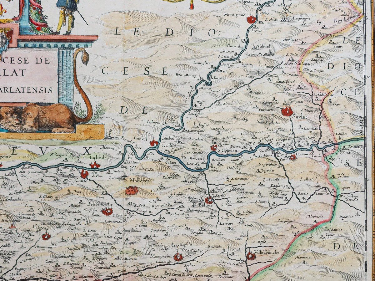 Carte Géographique Ancienne Du Diocèse De Sarlat-photo-1