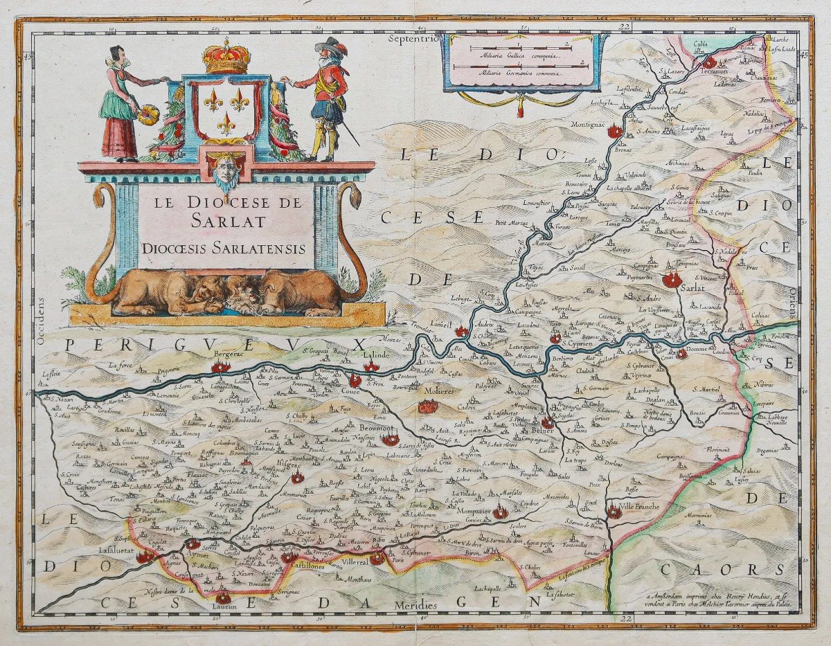 Old Geographical Map Of The Diocese Of Sarlat