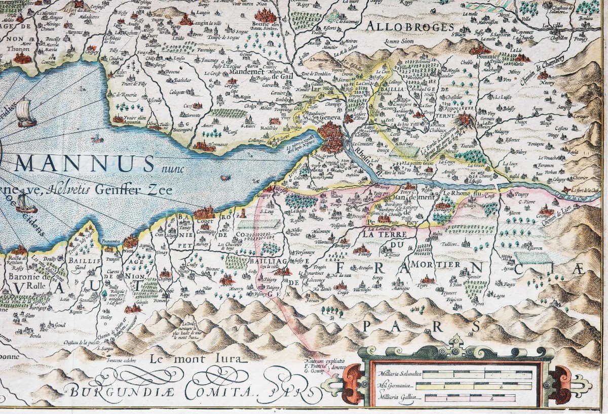 Old Geographical Map Of Lake Geneva - Savoie - Switzerland-photo-2