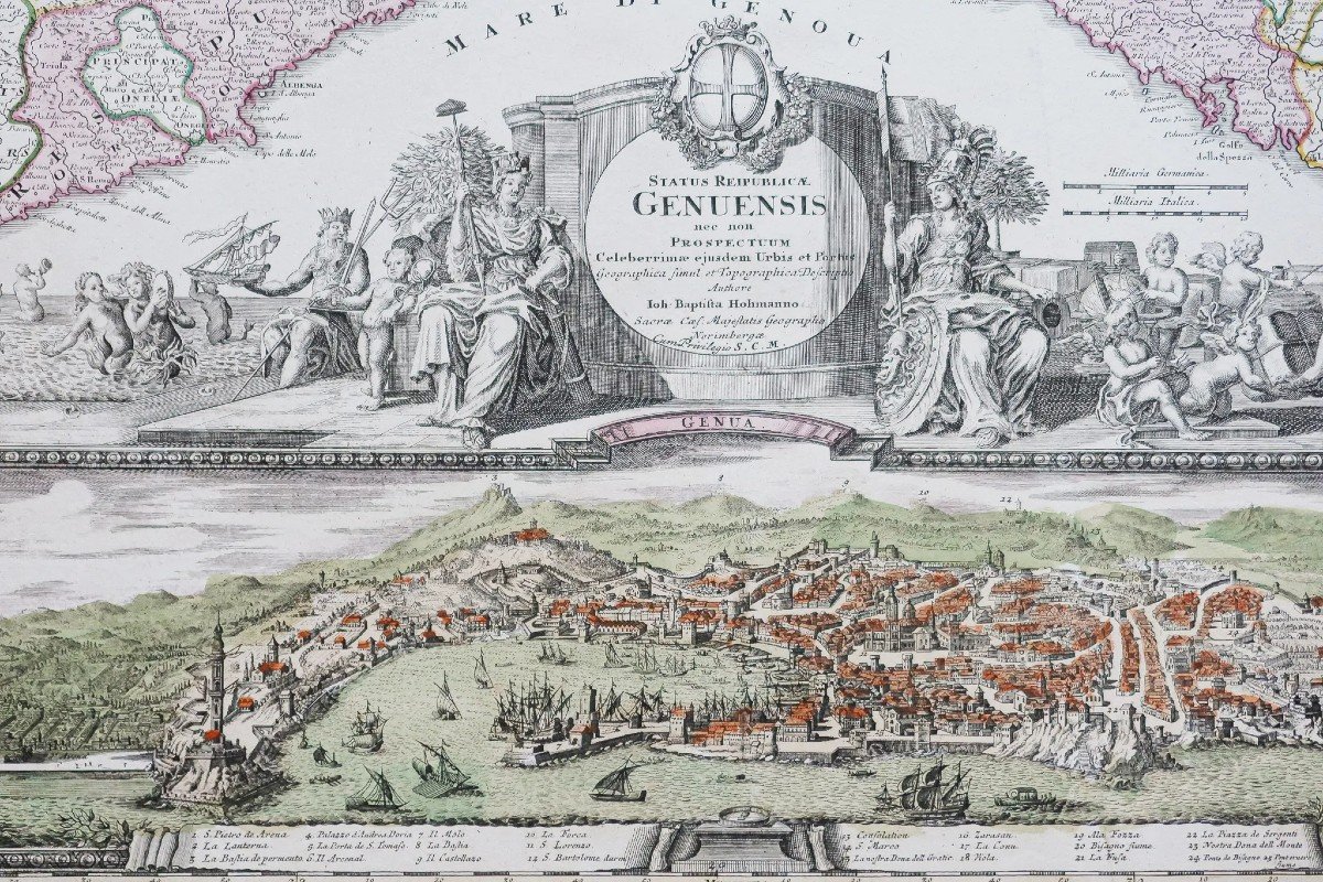 Carte Géographique Ancienne De Gênes - Italie-photo-2