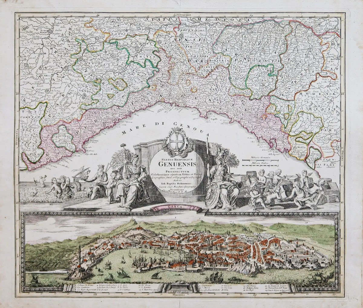 Carte Géographique Ancienne De Gênes - Italie-photo-1