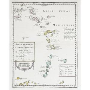Antilles Barlovento Caribbean Old Map