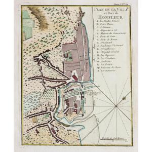 Old Plan Of Honfleur - Original