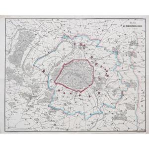 Old Plan Of The Fortifications Of Paris