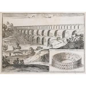 Gravure Ancienne De Nîmes – Pont Du Gard