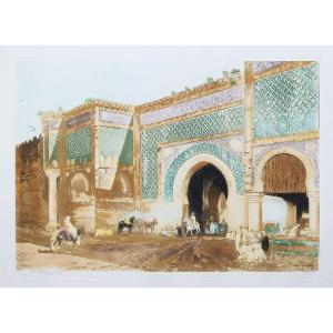 Old Engraving From Meknes Morocco