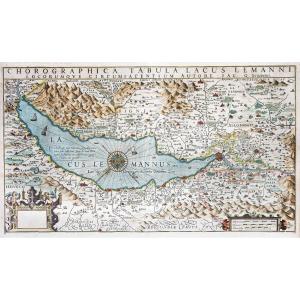 Carte géographique ancienne du lac Léman - Savoie - Suisse