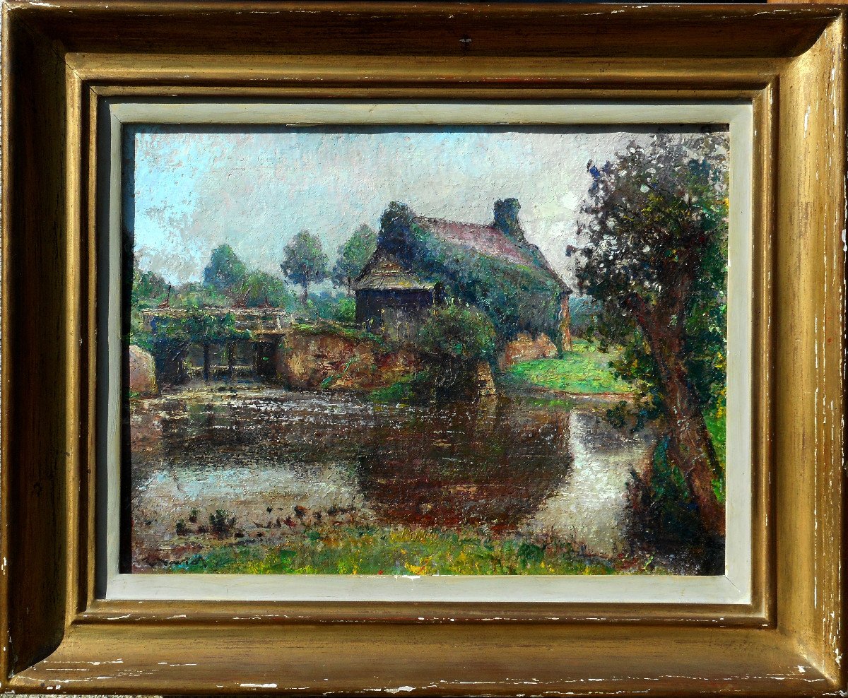Raoul DAVID (1876-1950) Vitré RENNES BRETAGNE " moulin des Roussières à Pocé les Bois 1942"