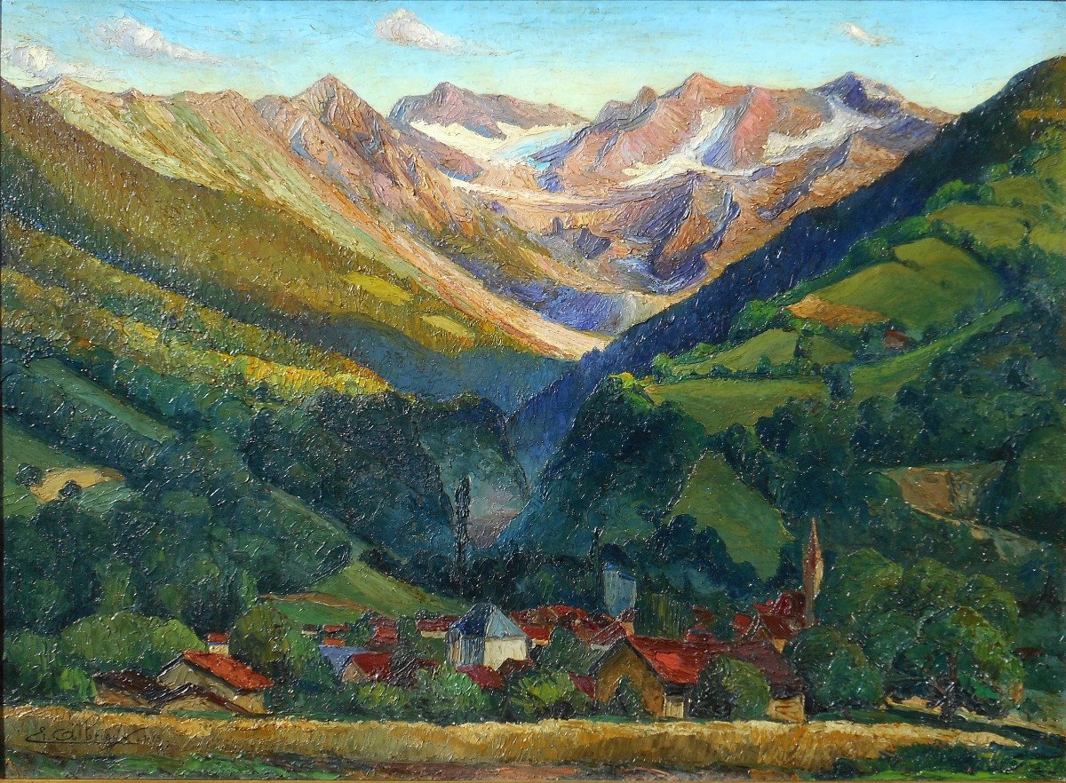 Etienne ALBRIEUX ( 1891-1962) ALLEVARD 1925 -HSP 68x92cm - BELLEDONNE -Isère ALPES montagne -photo-4