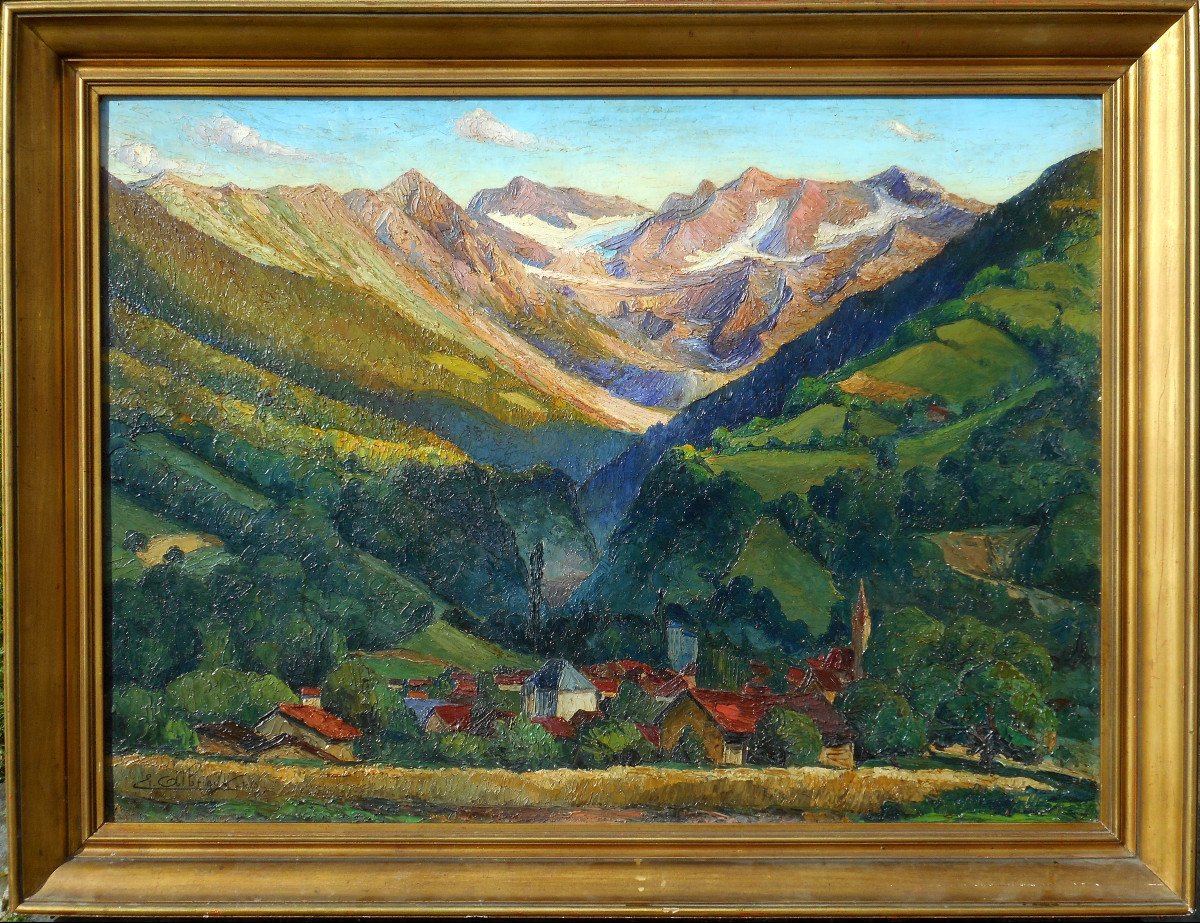 Etienne ALBRIEUX ( 1891-1962) ALLEVARD 1925 -HSP 68x92cm - BELLEDONNE -Isère ALPES montagne 