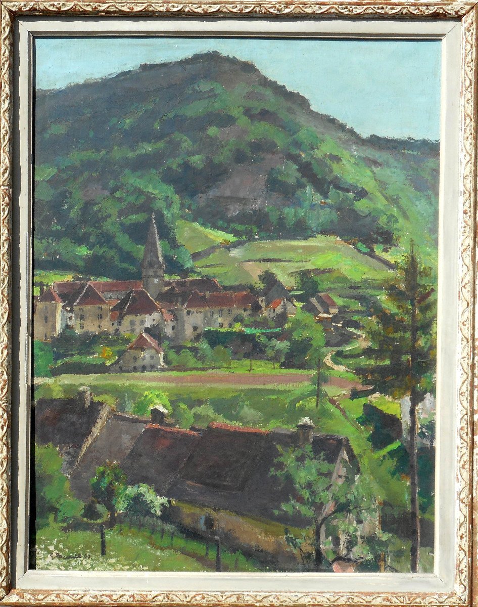Georges PACOUIL (1903-1996) JURA - BAUME- LES-MESSIEURS 1947 -HST 65 x 50cm-photo-2