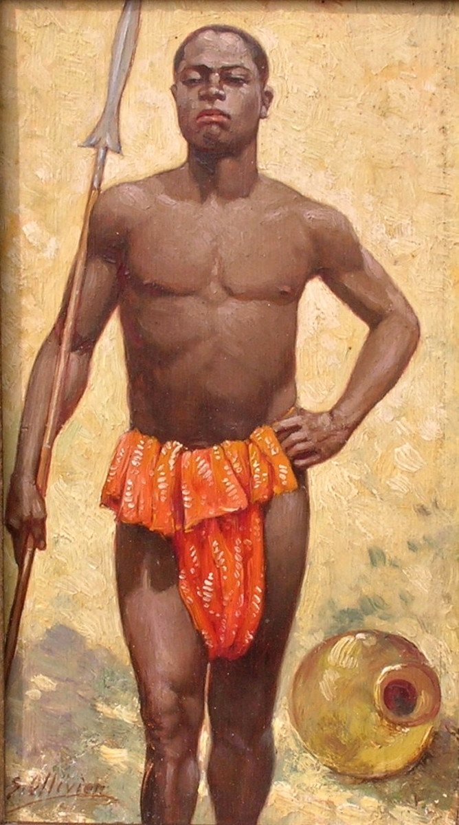 GASTON  OLLIVIER (1867-1937) SAINTES ( CHARENTE-MARITIME) triptyque AFRIQUE (CONGO)-photo-4